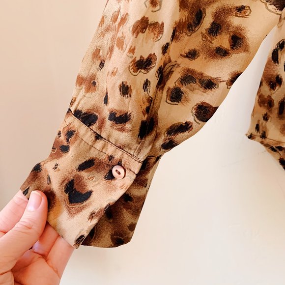 vintage ruffle leopard blouse, small - Picture 11 of 12